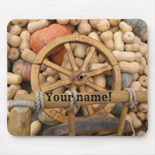 田舎の木製カートのカボチャとホイール マウスパッド (正面)