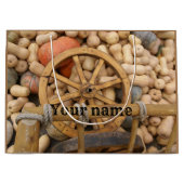 田舎の木製カートのカボチャとホイール ラージペーパーバッグ (正面)