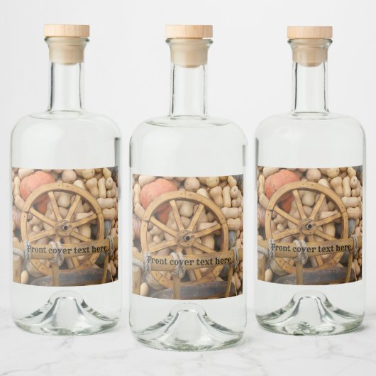 田舎の木製カートのカボチャとホイール リキュールボトルラベル (ボトル)