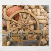 田舎の木製カートのカボチャとホイール リキュールボトルラベル (シングルラベル)