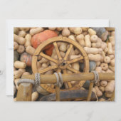 田舎の木製カートのカボチャとホイール 招待状 (正面)
