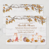 田舎の森の動物たちからのご招待 招待状 (正面/裏面)