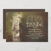 田舎の樺の木の木のリ素朴ハーサルディナー 招待状 (正面/裏面)