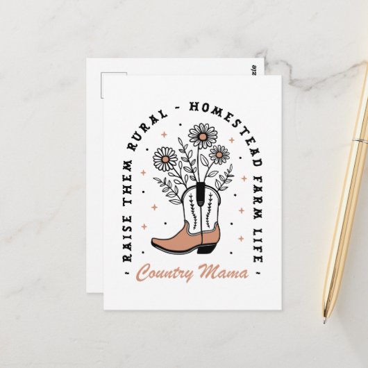 田舎の母は彼らを農村的な家庭生活を育てる ポストカード (正面/裏面インサイチュ)
