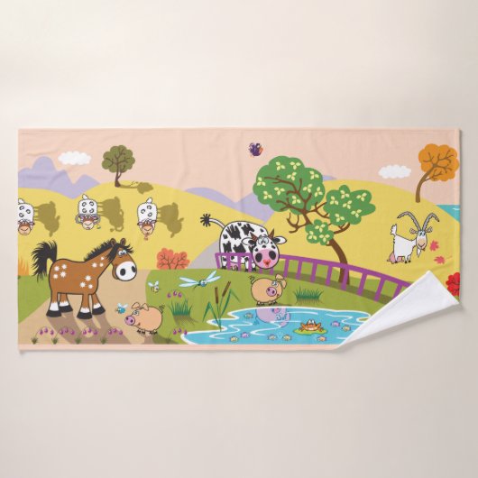 田舎の漫画の家畜 バスタオルセット (バスタオル)