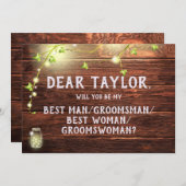 田舎の照明がベストマン・女性・ groom's 友達・プロポーズ 招待状 (正面/裏面)