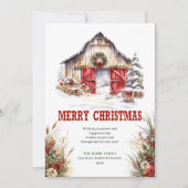 田舎の牧場のクリスマスグリーティングカード(編集可能) シーズンカード (正面)
