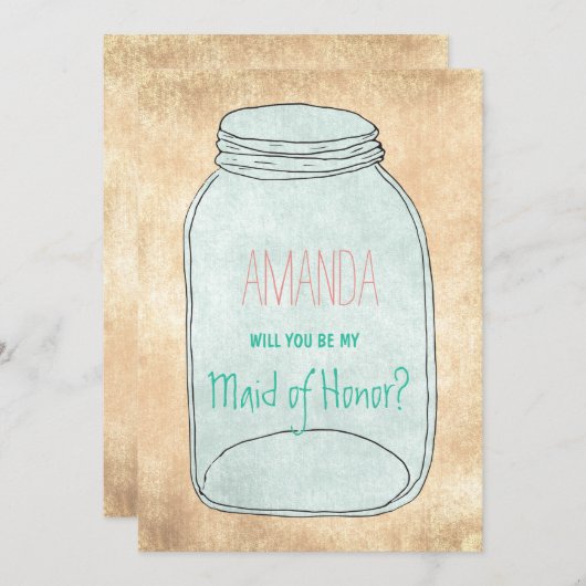 田舎の田舎臭いメイソンの瓶お前が俺のメイドになるかい 招待状 (正面/裏面)