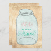 田舎の田舎臭いメイソンの瓶は君が私の花嫁になる 招待状 (正面/裏面)