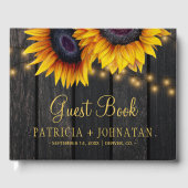 田舎の田舎風のヒマワリ結婚の茶色の納屋 ゲストブック (正面)
