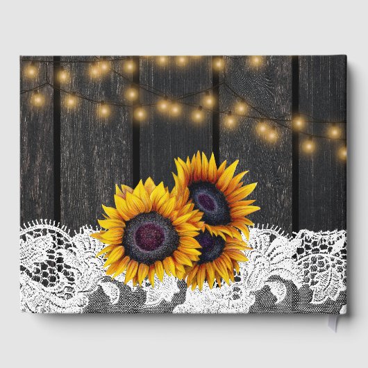 田舎の田舎風のヒマワリ結婚スの木 ゲストブック (裏面)