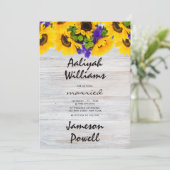 田舎の田舎風の白木のフローラ結婚裏庭 招待状 (スタンド正面)