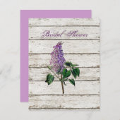 田舎の白く塗られたバームウッドパープル結婚薄紫 招待状 (正面/裏面)