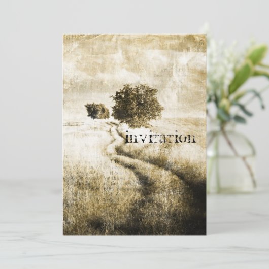 田舎の秋の農場のオーク材の木の西国道 招待状 (スタンド正面)