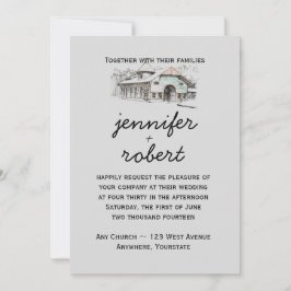 田舎の納屋でのカントリーウェディング招待状 招待状