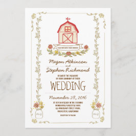 田舎の納屋での結婚式の招待状 招待状