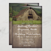 田舎の納屋での結婚式招待状 招待状 (正面/裏面)