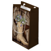 田舎の納屋の木の野草の花、西の田舎のカウボーイ スモールペーパーバッグ (裏面アングル)