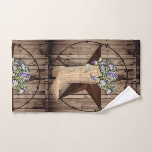 田舎の納屋の森の野草のウェスタンスター女性のカーボーイ バスタオルセット (ハンドタオル)