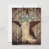 田舎の納屋の森の野草のカウボーイの西の星 招待状 (正面)