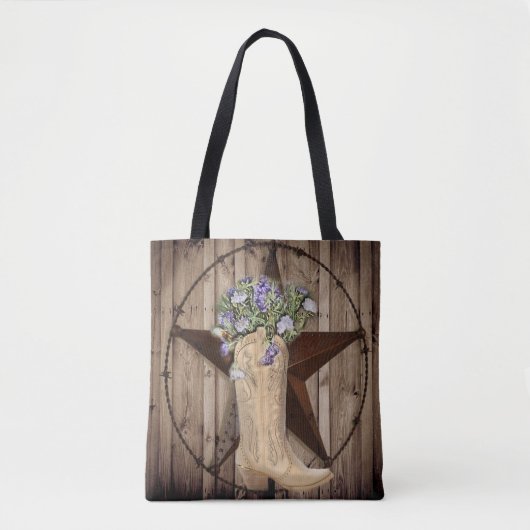 田舎の納屋の森の野草の西の星女性のカーボーイ トートバッグ (正面)