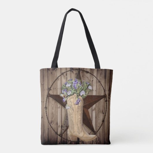 田舎の納屋の森の野草の西の星女性のカーボーイ トートバッグ (裏面)