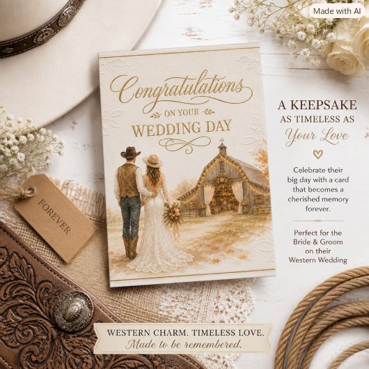田舎の納屋の結婚式おめでとうカード カード