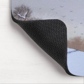 田舎の素朴な冬の雪景色 マウスパッド (コーナー)