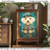 田舎の紳士としてのホワイトドッグDK6LFデコページ 薄葉紙