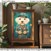 田舎の紳士としてのホワイトドッグDK6RFデコページ 薄葉紙