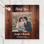 田舎の結婚式のラスティックウッドの写真 フェイバータグ (正面)