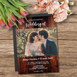 田舎の結婚式の木製フォトマグネットカード