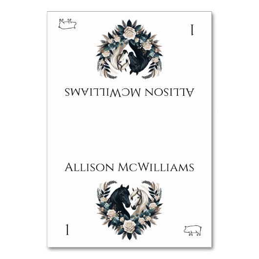 田舎の結婚式 – 愛の馬 – 豚肉 テーブルナンバー (正面)