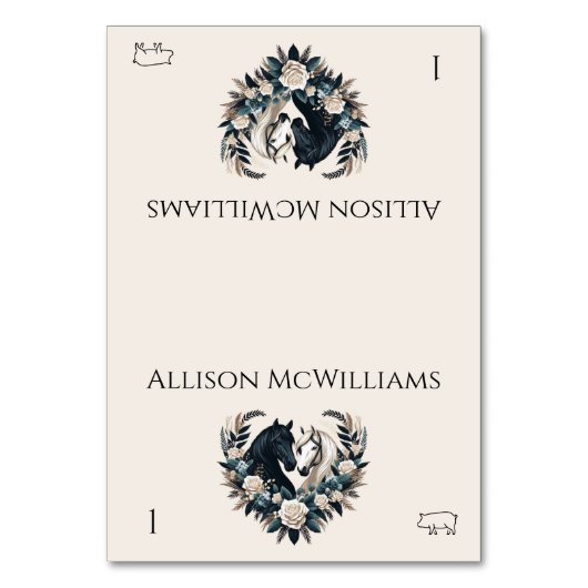 田舎の結婚式 – 愛の馬 – 豚肉 テーブルナンバー (正面)