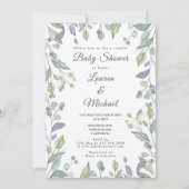 田舎の緑のカップルの赤ちゃんシャワー 招待状 (正面)