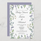 田舎の緑のカップルの赤ちゃんシャワー 招待状 (正面/裏面)