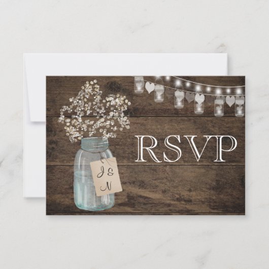 田舎の花を飾ったカントリー調のウェディング受付カード 出欠カード (正面)