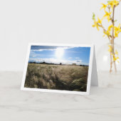 田舎の草原の日の出の風景 カード (黄色い花)