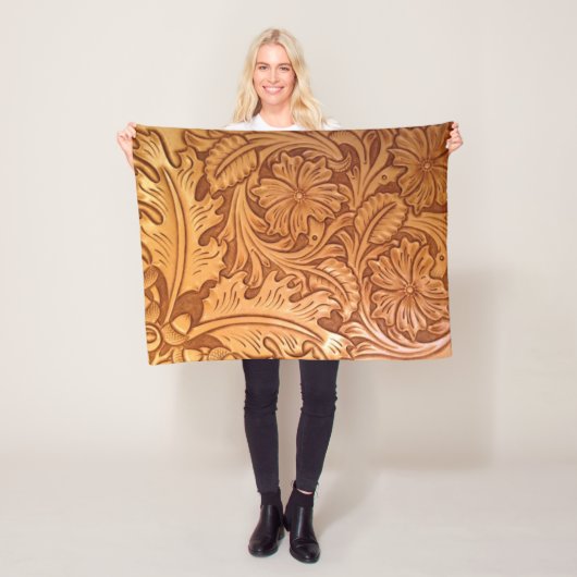 田舎の西のカウボーイが革を道具で使った フリースブランケット (インサイチュ)