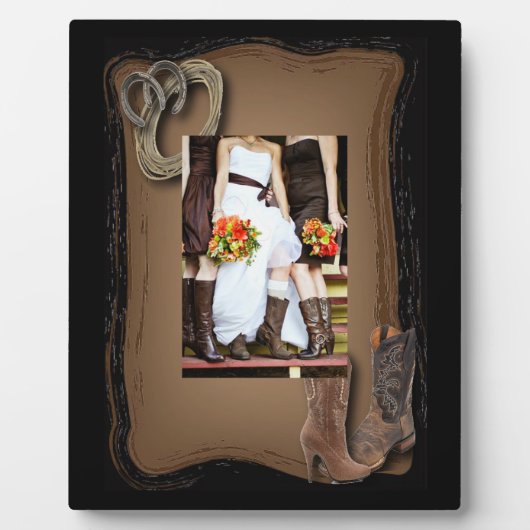 田舎の西のカウボーイ結婚の田舎 フォトプラーク (正面)