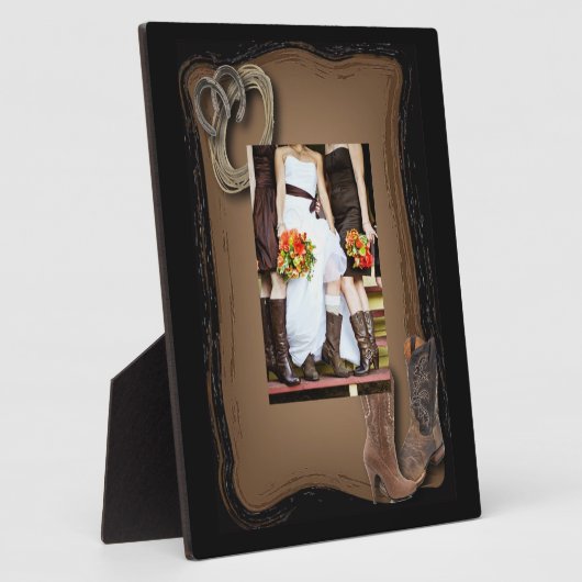 田舎の西のカウボーイ結婚の田舎 フォトプラーク (側面)