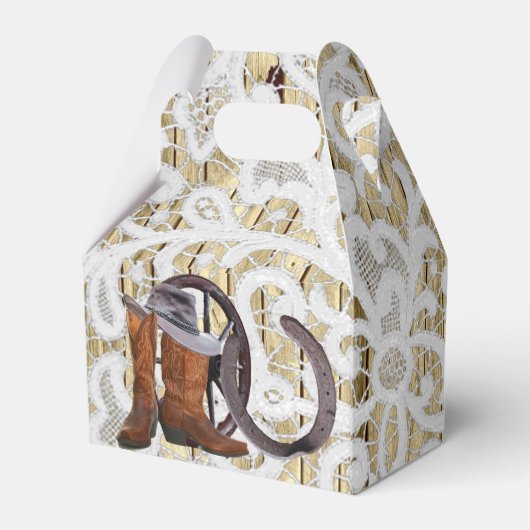 田舎の西のフィリグラースレースダマスクの結婚式 フェイバーボックス (裏面サイド)