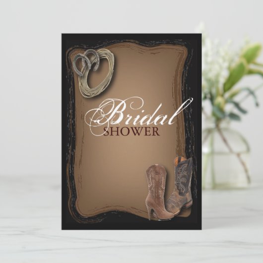田舎の西部のカウボーイブライダルシャワー 招待状 (スタンド正面)