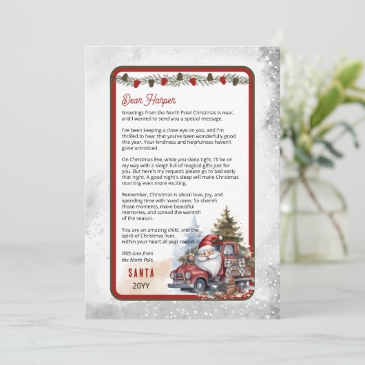 田舎の赤いトラックの手紙　サンタから子供へ 招待状 (スタンド正面)