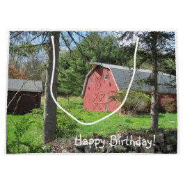 田舎の赤い納屋 ラージペーパーバッグ