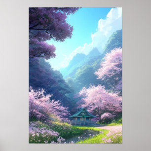 田舎の趣のある木造の家 ポスター