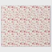 田舎の農場の風景の赤とクリームのトイル ラッピングペーパー (フラット)