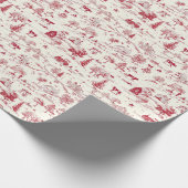 田舎の農場の風景の赤とクリームのトイル ラッピングペーパー (角)