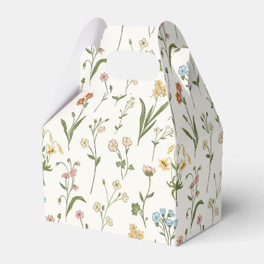 田舎の野の花の草原 手描きのカラフルデザイン フェイバーボックス (正面サイド)