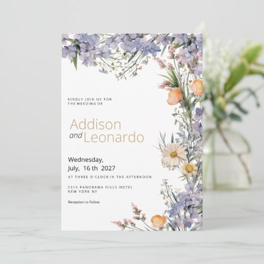 田舎の野草花は素朴結婚な 招待状 (スタンド正面)